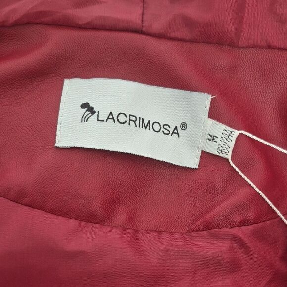 Women's Burgundy Faux Fur Vest With Hoodie - Picture 8 of 16